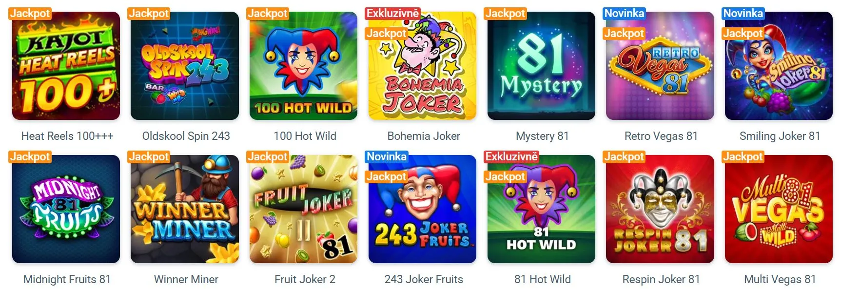 nové české online casino Jackpotové hry a pravidelné turnaje